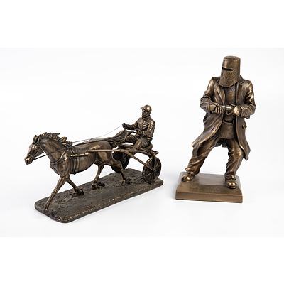 Ned Kelly and Horse Trotting Resin Figurines