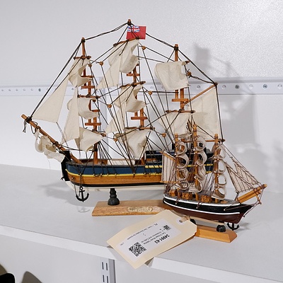 Two Vintage Model Tallships - Endeavour and Cutty sark