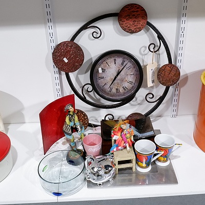 Assorted Contemporary Homewares including Painted Metal Wall Clock