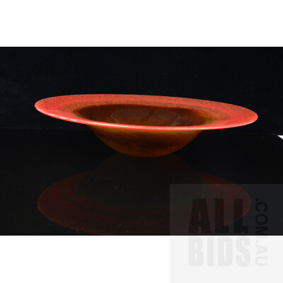 Large Burnt Orange Sunset Gradient Studio Art Glass Bowl