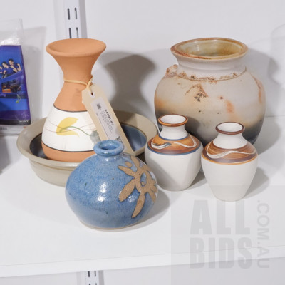 Collection Vintage Australian Studio Pottery Including Meg Miller and Yvonne Den Hertog (6)