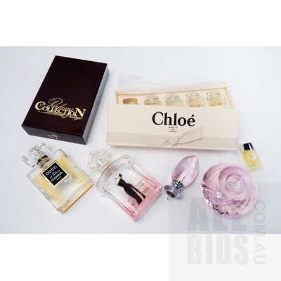 Collection Perfum bottles Including Chloe Parfum De Roses Boxed Bottles