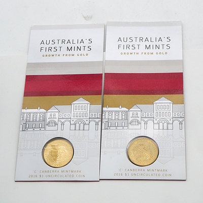 Two 1966 Round 50c Coins, Australian Legends Stamp Sheet, Two 2016 C Mintmark $1 Coins, and 2018 Commonwealth Games $1 Coin