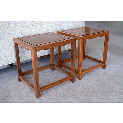 Pair of Chinese Rosewood Side Tables, 20th Century