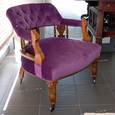Edwardian Purple Velvet Upholstered Side Chair