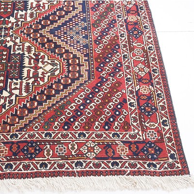 Classic Persian Afshar Hand Knotted Wool Pile Rug with Repeating Botehs Design
