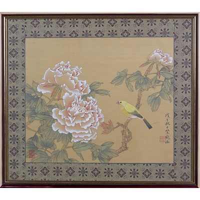 A Framed Chinese Ink Painting on Silk