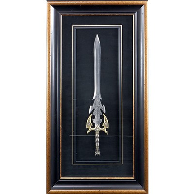 Replica Brass and Steel European King's Sword in Large Shadow Box Frame