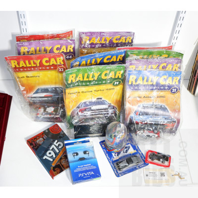 Quantity Ten Sealed Rally Car Magazines by Deagostini, Numbers 19-22, 31, 38, 44-45, 60 unsealed and 62