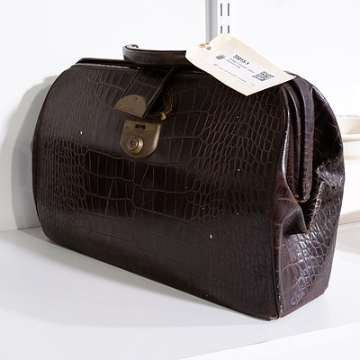 Vintage Crocodile Leather Gladstone Bag