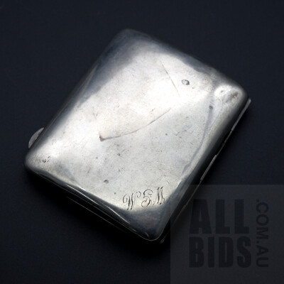 Initialed Sterling Silver Cigarette Case, Birmingham 20th Century, 79g