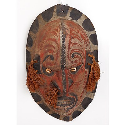 PNG Hand Carved and Decorated Wall Mask with Shell Eyes