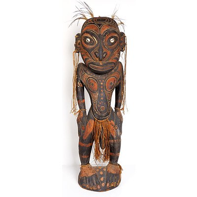 PNG Hand Carved and Decorated Ancestral Figure with Shell Eyes