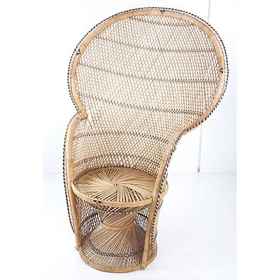 Vintage Woven Cane Peacock Chair