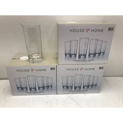 House&Home Taylor High Ball Glasses 6 Pack -Lot Of Three