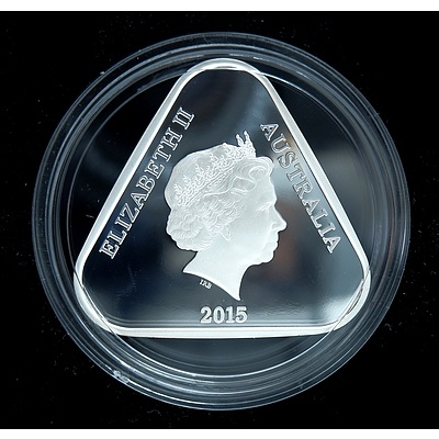 RAM ANZAC Centenary 2015 $5 Fine Silver Proof Triangular Coin in Original Case and Box