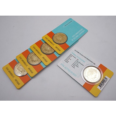 Five RAM Special Release 50th Anniversary of Decimal Currency Gold Plated 50c Coins (5)