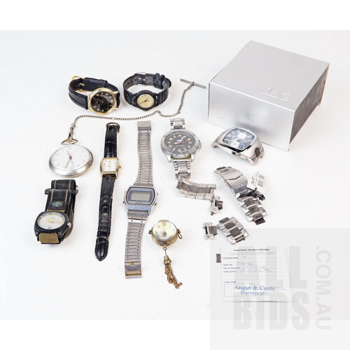Collection of Gents Wrist Watches, Including Kienzle Markant Antimagnetic Pocketwatch