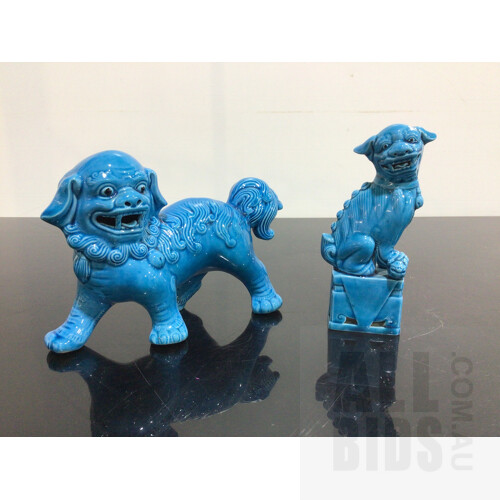 Blue Ceramic Foo Dogs