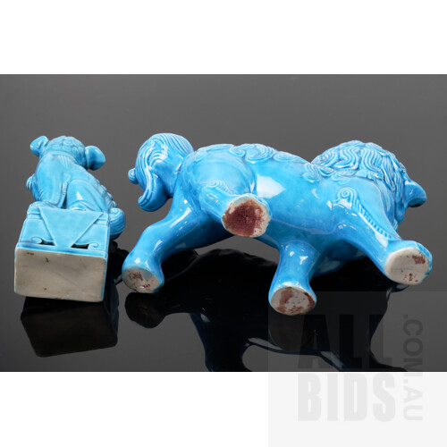 Blue Ceramic Foo Dogs