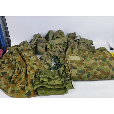 Large Collection of Camouflage Gear - Backpacks, Utility Belts and Vest