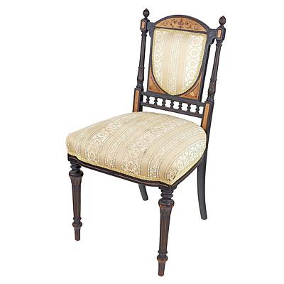 Regency Revival Music Chair with Inlaid Decoration and Classical Upholstery