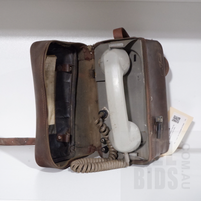 Vintage Military Field Telephone in Vinyl Case