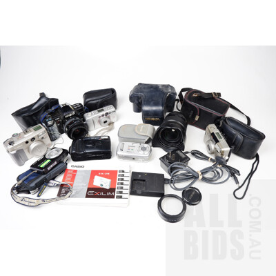 Assortment of Vintage Cameras and Vintage Camera Components