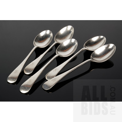 Five Sterling Silver Tea Spoons - William Hutch & Sons Sheffield 1898