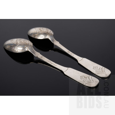 Two Antique Russian Spoons - Marked 1841 St Petersburg