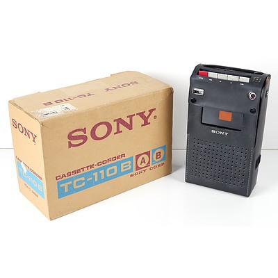 Vintage Sony TC-110B Portable Cassette Recorder in Original Box
