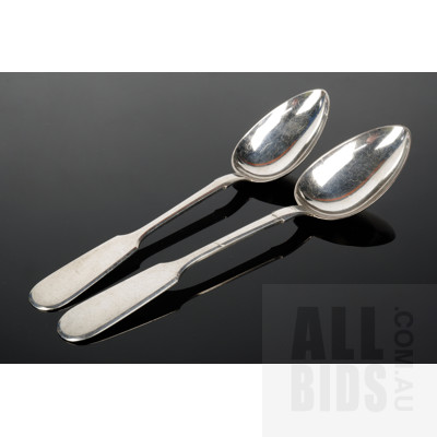 Two Antique Russian Silver Dessert Spoons - Kokoshnik Mark 84