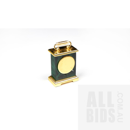 Miniature Elite Quartz Fuax Malachite Carriage Clock