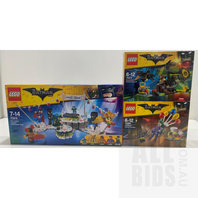The Lego Batman Movie, The Justice League Anniversary Party, Scarecrow Fearful Face-off & The Joker Balloon Escape- Lego Sets