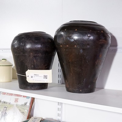 Two Vintage Style Metal Vases