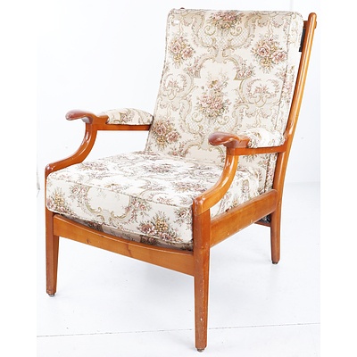 Antique Style Timber Framed Armchair with Tapestry Upholstery