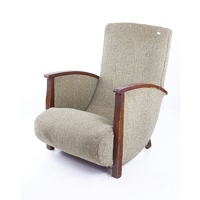 Vintage Sleepy Hollow Buttoned Fabric Upholstered Armchair