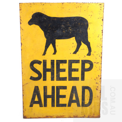 Painted Metal 'Sheep Ahead' Sign