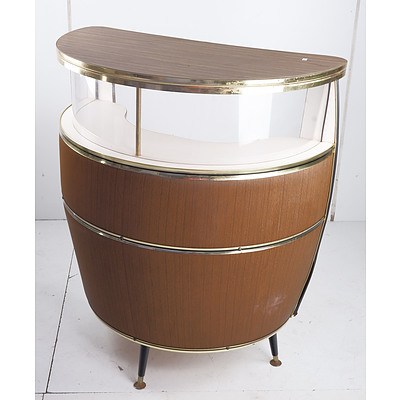 Retro Barrel Form Bar Cabinet with Laminex Top and Light