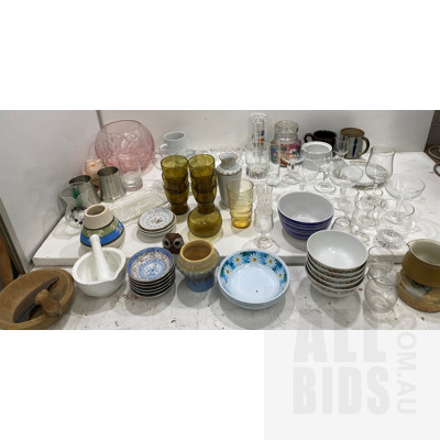 Large Lot of Assorted Dinning-ware, Including Glasses and Silver Plated Cutkery
