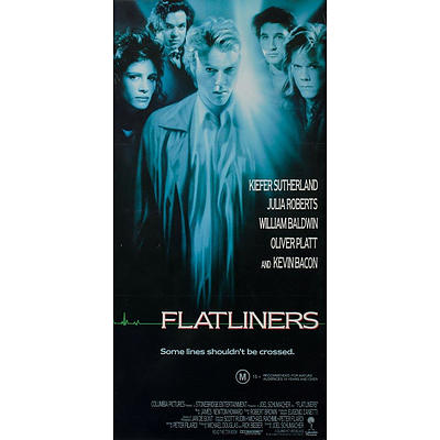 4 Framed Movie Posters from 1990s: Flatliners; Basic Instinct; Falling Down; & Se7en.