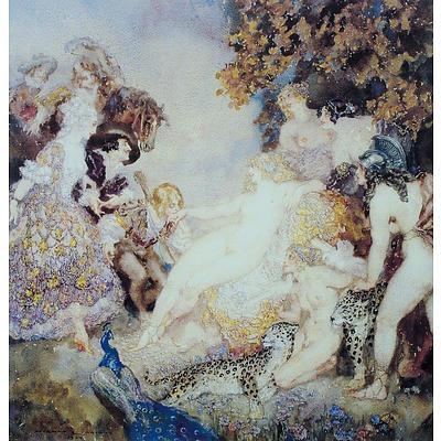 Norman Lindsay print 'Court of Venus.' , Offset Lithograph