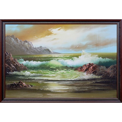 Coastal Scene, Oil on Canvasboard