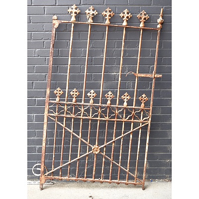 Large Antique Wrought Iron Gate with Ornate Finials