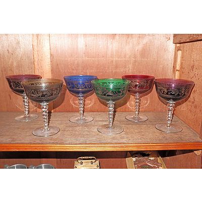 Six Venetian Wine Glasses
