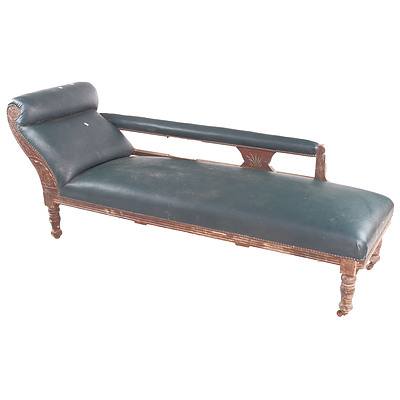 Edwardian Chaise in Faux Leather Upholstery