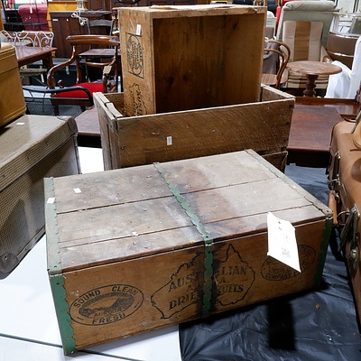 Three Vintage Wooden Fruit Crates