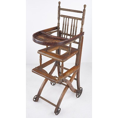 Antique Metamorphic Children's High Chair Circa 1910