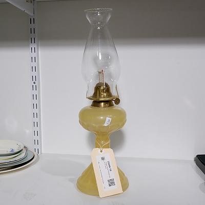 Vintage Yellow Pressed Glass Oil Lamp
