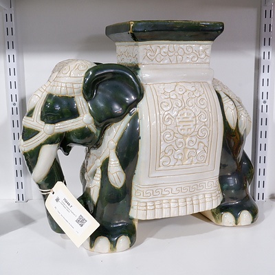 Eastern Ceramic Elephant Stool/Planter Stand